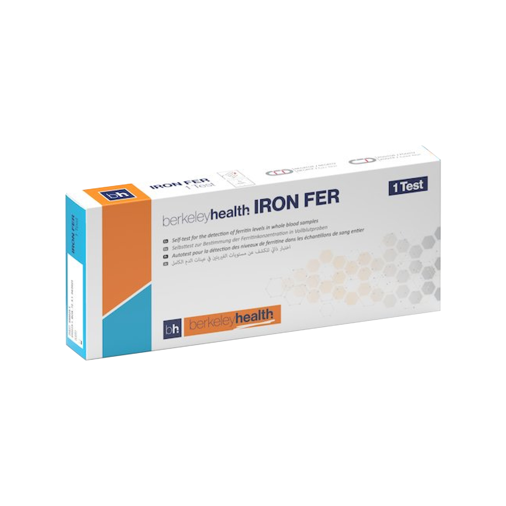 بيركلى هيلث اختبار منزلى لتحديد مستوى مخزون الحديد فى الدم-BERKELEY HEALTH IRON FER 1 TEST